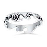 Ocean Waves Band Oxidized Ring Solid 925 Sterling Silver Thumb Ring (5mm)