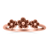 Flowers Ring Oxidized Band Solid 925 Sterling Silver Thumb Ring (5.5mm)