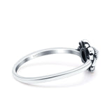 Sunflower Band Oxidized Ring Solid 925 Sterling Silver (9mm)