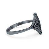 Star Band Oxidized Ring Solid 925 Sterling Silver (8mm)