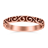 Swirls Ring Oxidized Band Solid 925 Sterling Silver Thumb Ring (4mm)