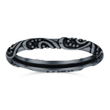Bali Ring Oxidized Band Solid 925 Sterling Silver Thumb Ring (2.5mm)