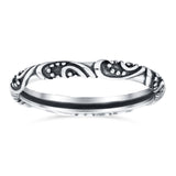 Bali Ring Oxidized Band Solid 925 Sterling Silver Thumb Ring (2.5mm)