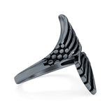 Mermaid Tails Ring Oxidized Band Solid 925 Sterling Silver Thumb Ring (23mm)