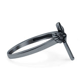 Cross Wings Ring Oxidized Band Solid 925 Sterling Silver Thumb Ring (13.5mm)