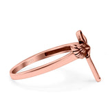Cross Wings Ring Oxidized Band Solid 925 Sterling Silver Thumb Ring (13.5mm)