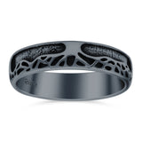 Growing Tree Ring Oxidized Band Solid 925 Sterling Silver Thumb Ring (5mm)