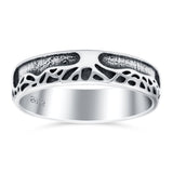 Growing Tree Ring Oxidized Band Solid 925 Sterling Silver Thumb Ring (5mm)
