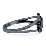 Moon Ring Oxidized Band Solid 925 Sterling Silver Thumb Ring (10mm)