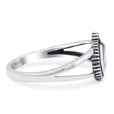 Moon Ring Oxidized Band Solid 925 Sterling Silver Thumb Ring (10mm)