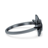 Starfish Ring Oxidized Band Solid 925 Sterling Silver Thumb Ring (11.5mm)