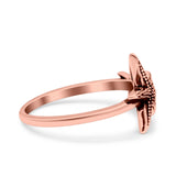 Starfish Ring Oxidized Band Solid 925 Sterling Silver Thumb Ring (11.5mm)