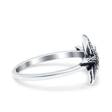 Starfish Ring Oxidized Band Solid 925 Sterling Silver Thumb Ring (11.5mm)