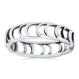 Crescent Moon Oxidized Ring Band Solid 925 Sterling Silver Thumb Ring (5mm)