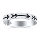 Arrow Ring Oxidized Band Solid 925 Sterling Silver Thumb Ring (3.5mm))