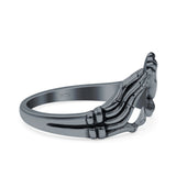 Skeleton Hands Ring Oxidized Band Solid 925 Sterling Silver Thumb Ring (6.8mm)