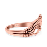 Skeleton Hands Ring Oxidized Band Solid 925 Sterling Silver Thumb Ring (6.8mm)