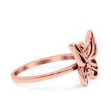 Butterfly Ring Oxidized Band Solid 925 Sterling Silver Thumb Ring (11.7mm)