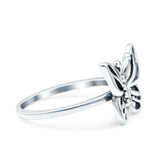 Butterfly Ring Oxidized Band Solid 925 Sterling Silver Thumb Ring (11.7mm)
