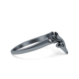Deer Ring Oxidized Band Solid 925 Sterling Silver Thumb Ring (6mm)