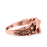 Mushroom Ring Oxidized Band Solid 925 Sterling Silver Thumb Ring (9.3mm)