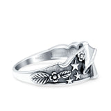 Mushroom Ring Oxidized Band Solid 925 Sterling Silver Thumb Ring (9.3mm)