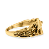 Mushroom Ring Oxidized Band Solid 925 Sterling Silver Thumb Ring (9.3mm)