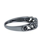 Flowers Ring Oxidized Band Solid 925 Sterling Silver Thumb Ring (4.7mm)
