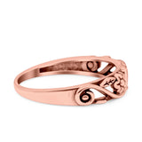 Flowers Ring Oxidized Band Solid 925 Sterling Silver Thumb Ring (4.7mm)