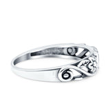 Flowers Ring Oxidized Band Solid 925 Sterling Silver Thumb Ring (4.7mm)