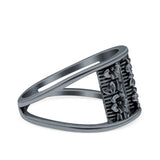 Flowers Ring Oxidized Band Solid 925 Sterling Silver Thumb Ring (11.6mm)