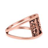 Flowers Ring Oxidized Band Solid 925 Sterling Silver Thumb Ring (11.6mm)