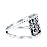 Flowers Ring Oxidized Band Solid 925 Sterling Silver Thumb Ring (11.6mm)