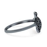 Turtle Ring Oxidized Band Solid 925 Sterling Silver Thumb Ring (12mm)