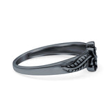 Daisies Plumeria Leaf Flower Ring Oxidized Band Solid 925 Sterling Silver Thumb Ring (6.5mm)