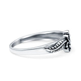 Daisies Plumeria Leaf Flower Ring Oxidized Band Solid 925 Sterling Silver Thumb Ring (6.5mm)