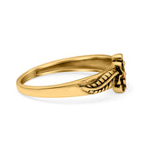 Daisies Plumeria Leaf Flower Ring Oxidized Band Solid 925 Sterling Silver Thumb Ring (6.5mm)