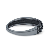 Flowers Ring Oxidized Band Solid 925 Sterling Silver Thumb Ring (5mm)