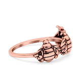 Bees Ring Oxidized Band Solid 925 Sterling Silver Thumb Ring (7.5mm)