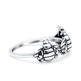 Bees Ring Oxidized Band Solid 925 Sterling Silver Thumb Ring (7.5mm)