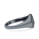 Bear Paw Ring Oxidized Band Solid 925 Sterling Silver Thumb Ring (9.6mm)