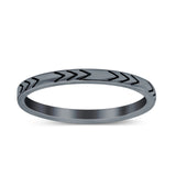 Arrows Ring Oxidized Band Solid 925 Sterling Silver Thumb Ring (2mm)