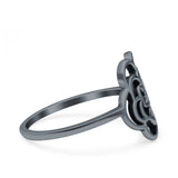 Rose Ring Oxidized Band Solid 925 Sterling Silver Thumb Ring (13mm)