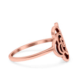 Rose Ring Oxidized Band Solid 925 Sterling Silver Thumb Ring (13mm)