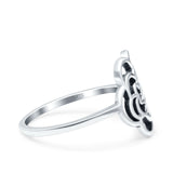Rose Ring Oxidized Band Solid 925 Sterling Silver Thumb Ring (13mm)