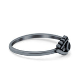 Eye Ring Oxidized Band Solid Black CZ 925 Sterling Silver Thumb Ring (6mm)