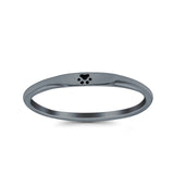 Paw Print Ring Oxidized Band Solid 925 Sterling Silver Thumb Ring (2.2mm)
