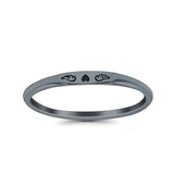 Heart & Wings Ring Oxidized Band Solid 925 Sterling Silver Thumb Ring (2.2mm)