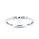 Heart & Wings Ring Oxidized Band Solid 925 Sterling Silver Thumb Ring (2.2mm)