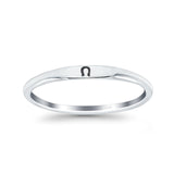Lucky Horseshoe Ring Oxidized Band Solid 925 Sterling Silver Thumb Ring (2.2mm)